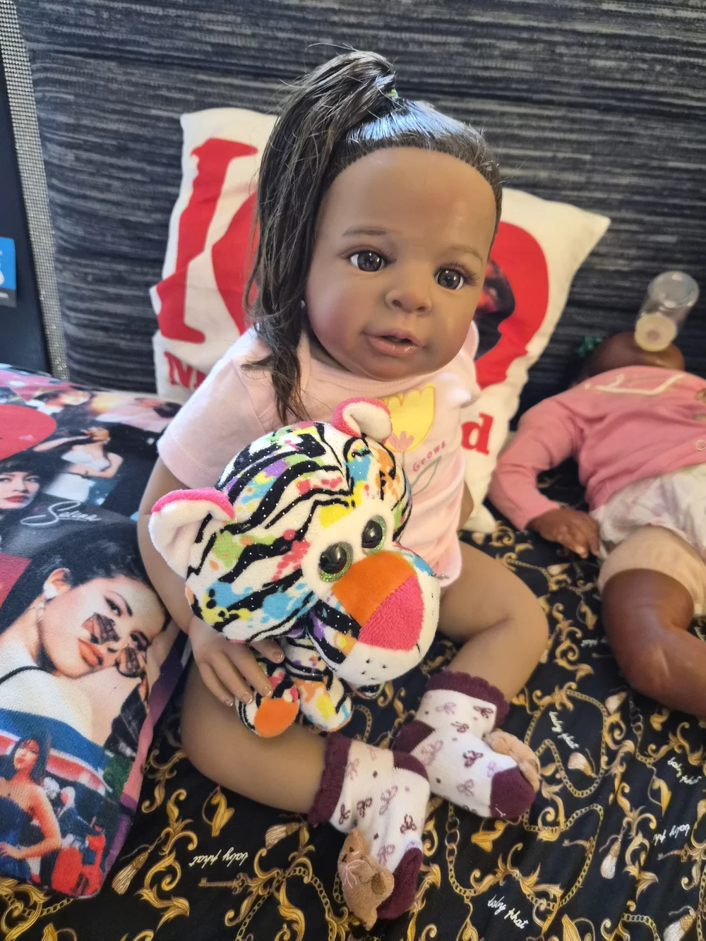 Baby Doll with Pink Outfit and Multicolor Plush Tiger - Kids Toys